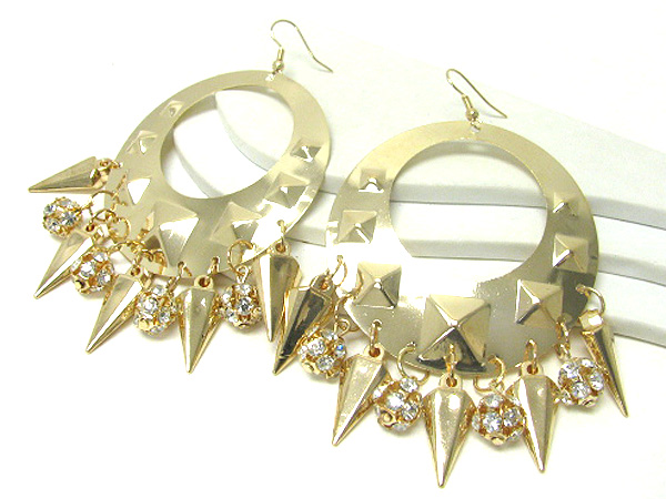 Crystal ball and spike dangle earring