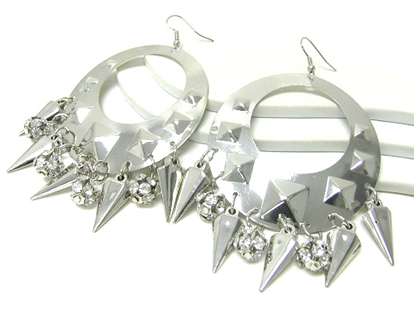 Crystal ball and spike dangle earring