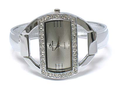 Fancy case rectangle face bangle watch