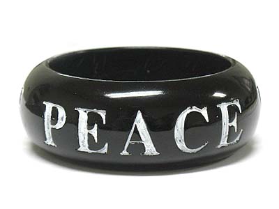 Resign and hand carved message bangle - peace love faith