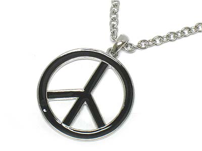 Enamel painted metal peace pendant necklace 