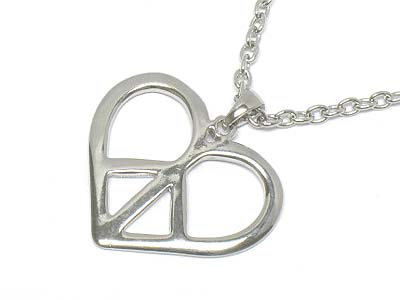 Metal heart peace pendant necklace 