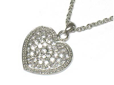 Crystal stud heart pendant necklace 