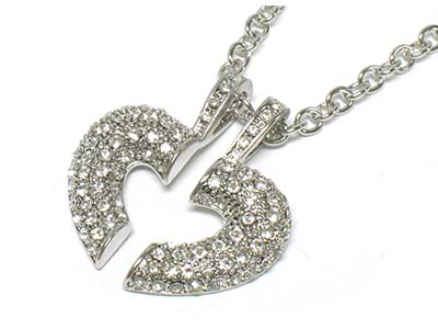 Crystal broken heart pendant necklace