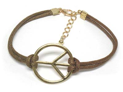 Metal peace and double cord bracelet 