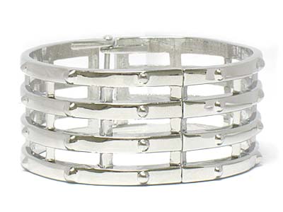 Simple style four line metal hinge bangle