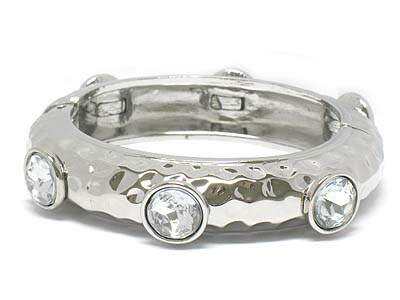 Stone paved metal hinge bangle