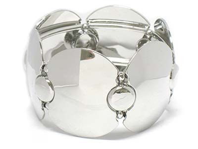 Metal round disk link bracelet 