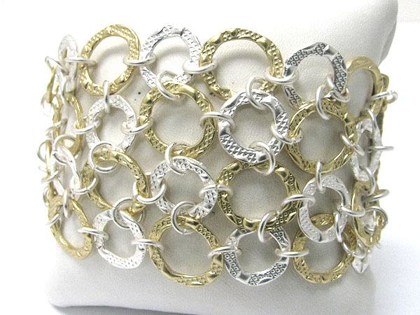 Multi metal ring link bracelet