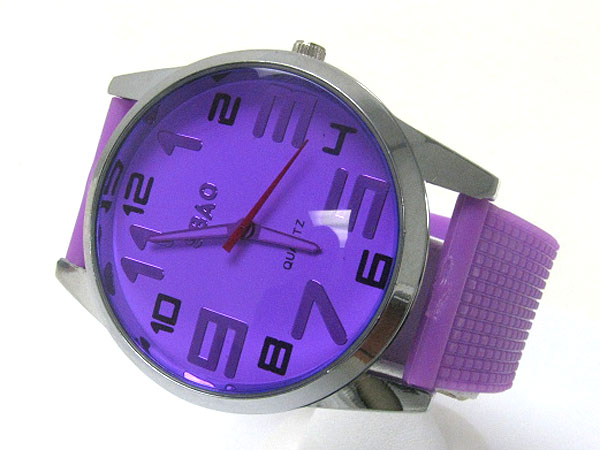 Rubber band color glass fashion sports watch