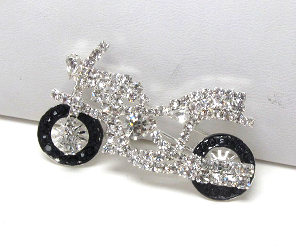 Crystal motorcycle pin or brooch