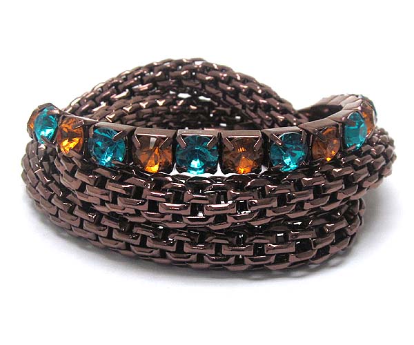 Three crystal metal stretch bracelet 