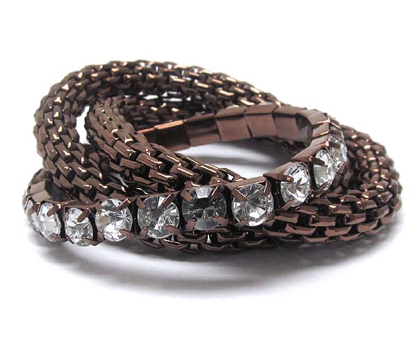 Three crystal metal stretch bracelet 