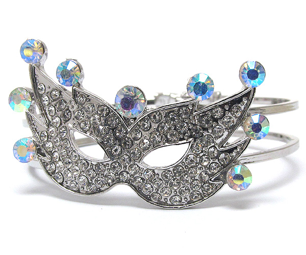 Crystal deco venetian opera mask hinge bangle