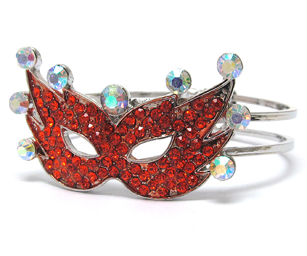 Crystal deco venetian opera mask hinge bangle