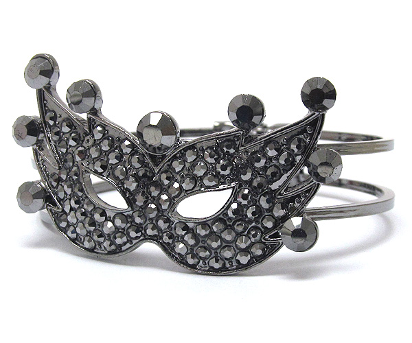 Crystal deco venetian opera mask hinge bangle