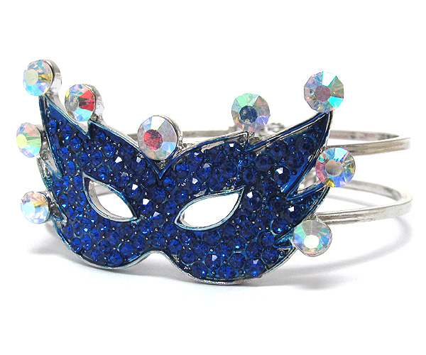 Crystal deco venetian opera mask hinge bangle