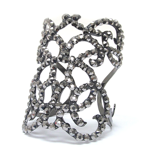 Crystal cut out metal cuff bangle