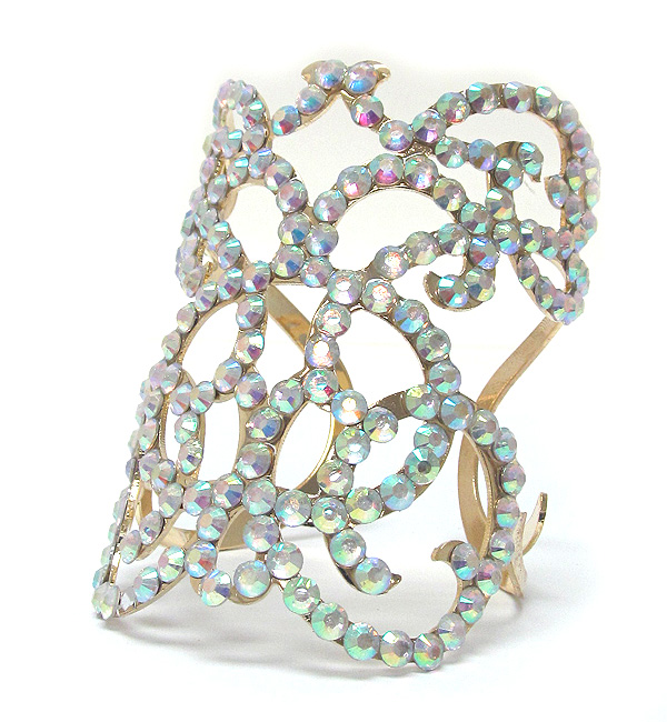 Crystal cut out metal cuff bangle