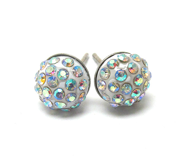 Crystal stud half ball earring