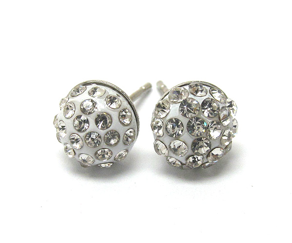 Crystal stud half ball earring