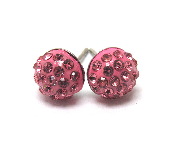 Crystal stud half ball earring