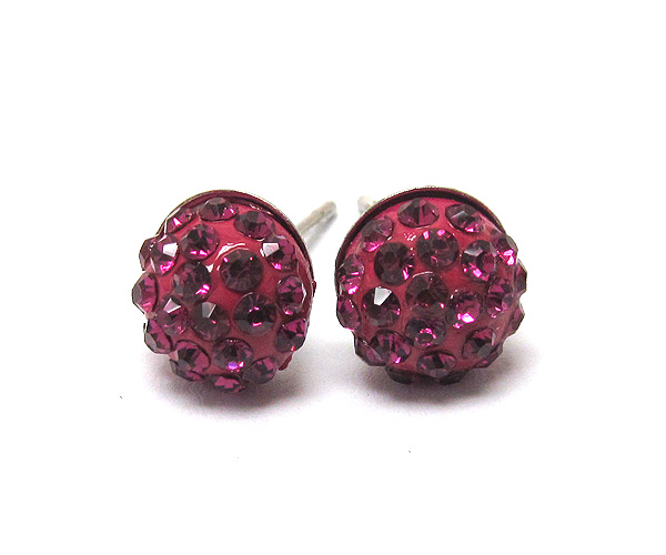 Crystal stud half ball earring