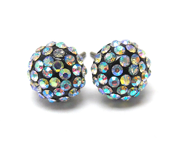 Crystal stud half ball earring