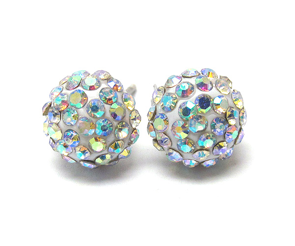 Crystal stud half ball earring