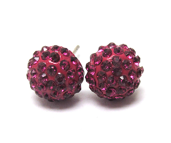 Crystal stud half ball earring