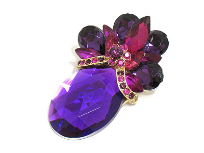 Crystal deco flower brooch