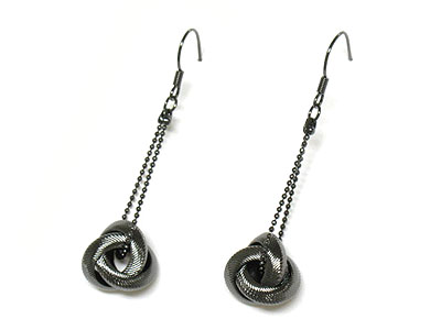 Tri metal hoop drop earring - hoops