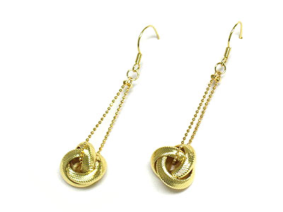 Tri metal hoop drop earring - hoops