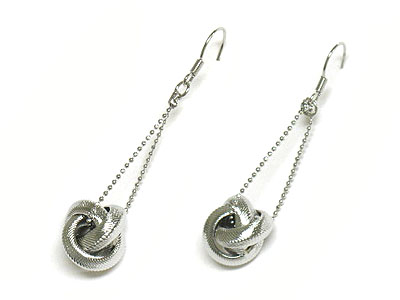 Tri metal hoop drop earring - hoops