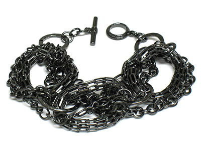 Meshed metal hoop link bracelet