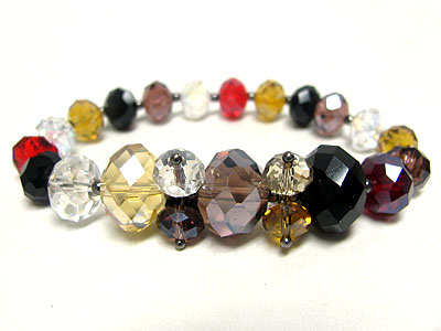 Facet glass stone beads stretch bracelet