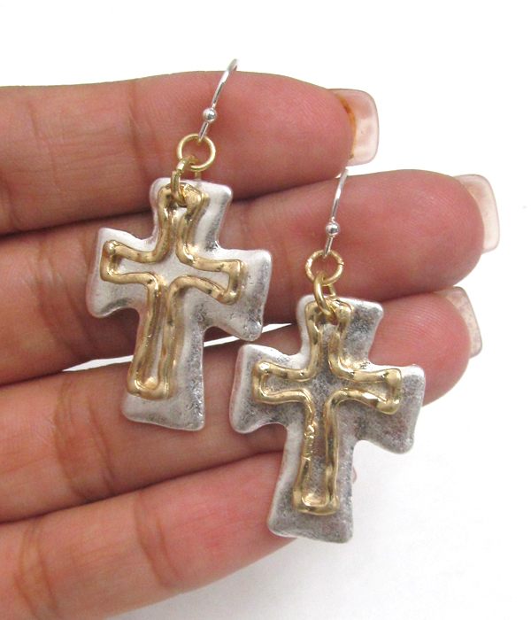 Handmade cross earring