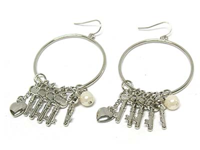 Multi key dangles hoop earring  - hoops