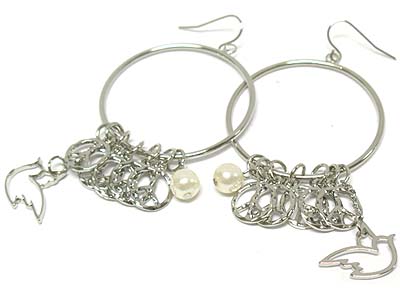 Multi peace dangles hoop earring  - hoops