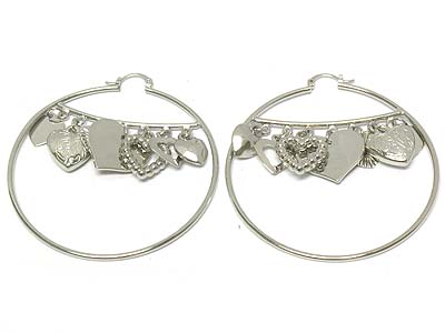 Multi heart sign inside dangel hoop earring - hoops