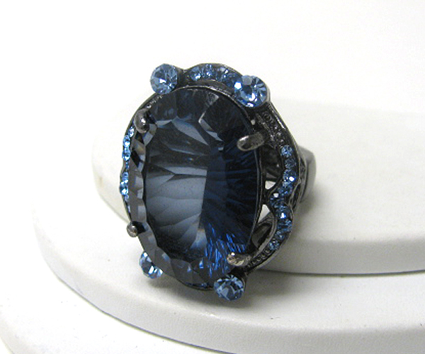 Facet glass and crystal deco stretch ring