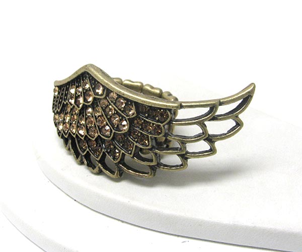 Crystal stud curved angel wing stretch ring