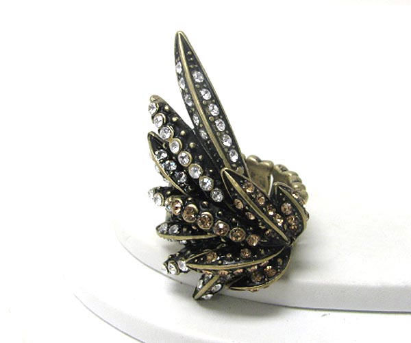 Crystal stud angel wing stretch ring