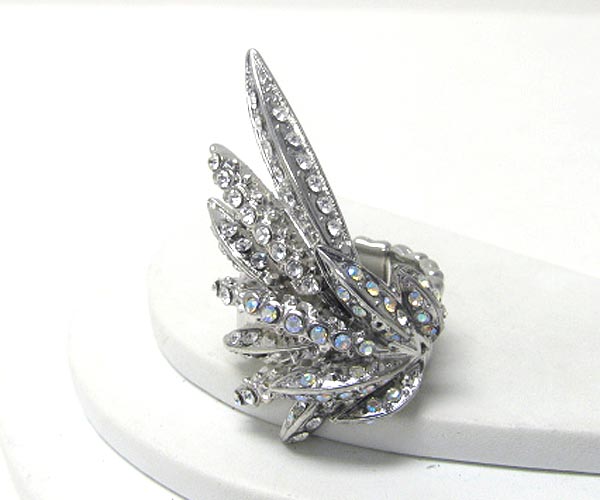 Crystal stud angel wing stretch ring