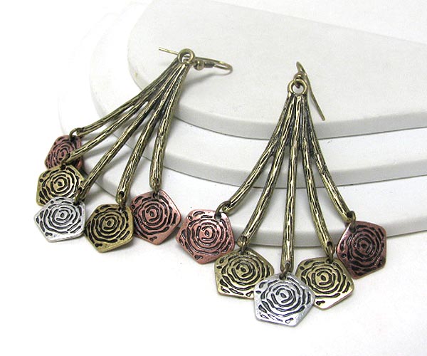 Multi branch and flower deco earring