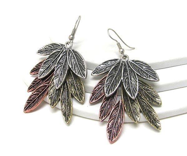 Multi leaf drop earring