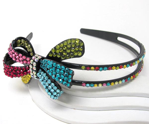 Crystal stud acrylic ribbon headband