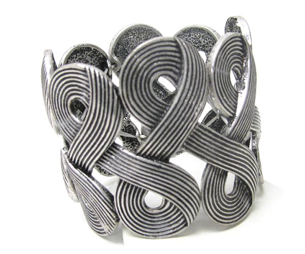 Architectural metal woven pattern stretch bracelet