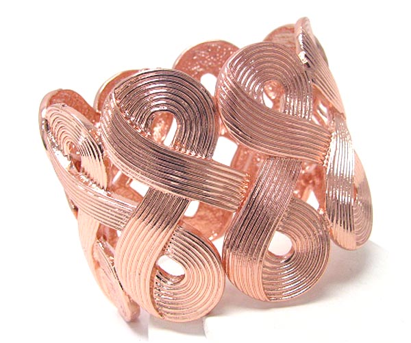 Architectural metal woven pattern stretch bracelet