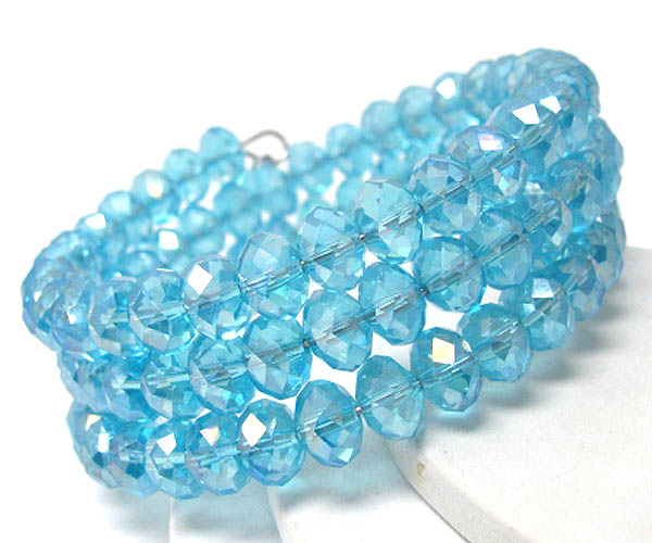 Facet glass bead coiled stretch bracelet